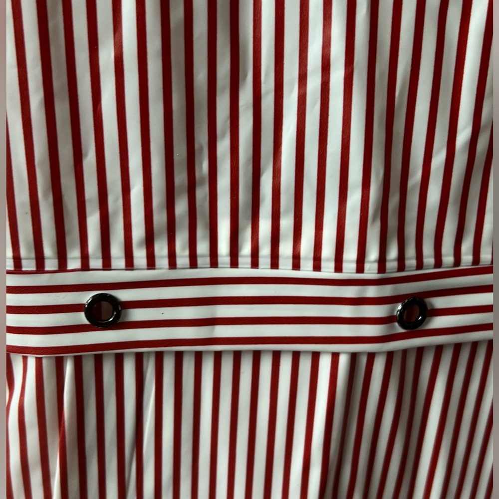 Vintage Red and White Striped Vinyl Raincoat - Picture 9 of 10